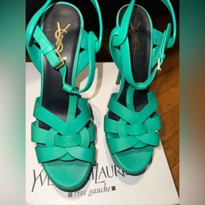 Authentic preowned YSL Green Women's size 38.5 high heel